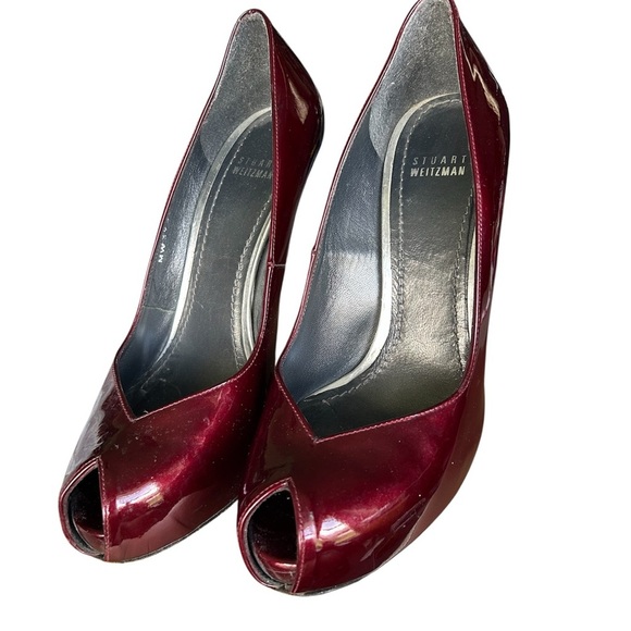 Stuart Weitzman Burgundy Patent Stilettos Size 9 - Picture 4 of 7